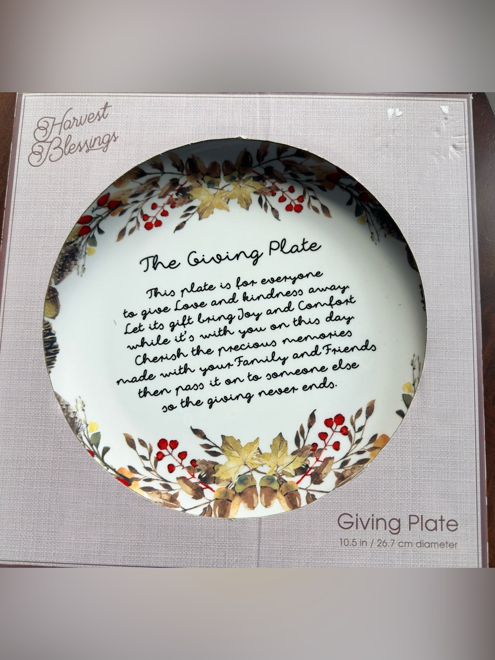 Giving Plate Decorative Ceramic Serving Plate - Autumn Leaves & Red Berry Design